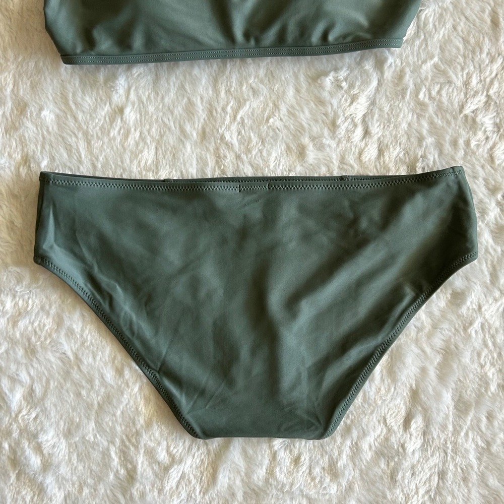 Aerie Green High Neck Halter Strappy Back Bikini Top & Hipster Bottoms SwimsuitS - Picture 3 of 6